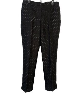 Talbots Women’s Ankle Pants Black With Subtle Gold Metallic Dot Pattern 10
